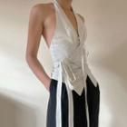 Halter-neck Wrap Tie-side Top