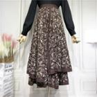 Floral Print Irregular Midi A-line Skirt