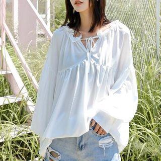 Tie Neck Blouse White - One Size