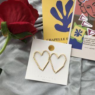 Heart Alloy Earring 1 Pair - Steel Earrings - Gold - One Size