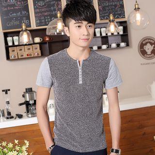 Panel Henley Short-sleeve T-shirt