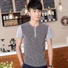 Panel Henley Short-sleeve T-shirt