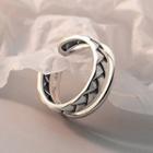 Textured Layered Sterling Silver Open Ring 1 Pc - Silver - One Size