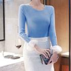 Frilled Trim Knit Pullover