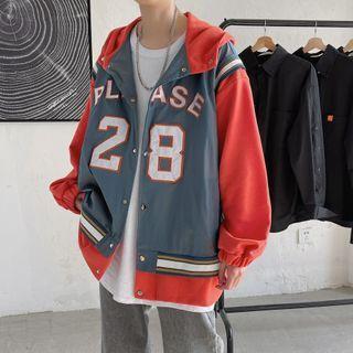 Mock Two-piece Numbering Baseball Jacket