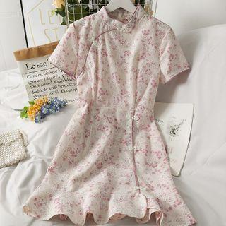 Frog-button Printed Qipao Dress
