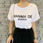 Round-neck Lettered T-shirt White - One Size
