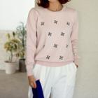 Pearly Flower Embroidery Sweater