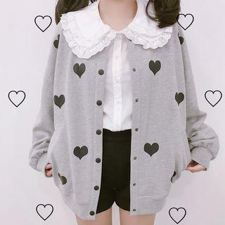 Heart Print Buttoned Jacket