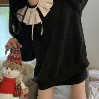 Detachable Frill Collar Fleece Sweatshirt