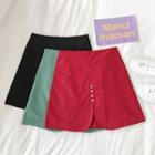 Multicolored Button High-waist A-line Skirt