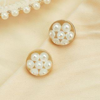 Faux Leather Alloy Disc Earring