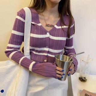 Stripe Long-sleeve Cardigan