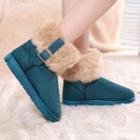 Faux Fur Buckled Ankle Boots