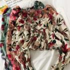 Boatneck Printed Smocked Crop Top In 5 Colors