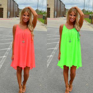Lattice Back Chiffon Dress