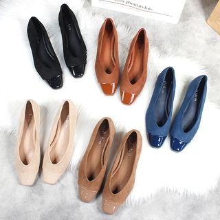 Faux Suede Square-toe Low-heel Pumps