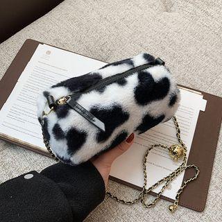 Chain Furry Barrel Crossbody Bag