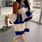 Color-block Oversize Mini Sweater Dress
