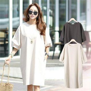 Pintuck-sleeve T-shirt Dress