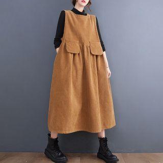 Sleeveless Corduroy Midi A-line Dress