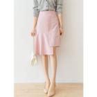 Banded-waist Asymmetric-hem Skirt