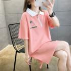 Embroidered Collared Short-sleeve T-shirt