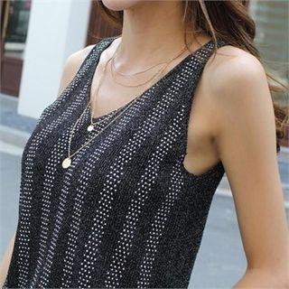 V-neck Rhinestone-trim Tank Top