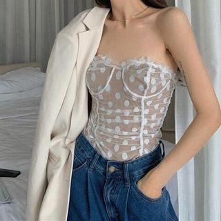 Dotted Mesh Tube Top