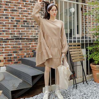 Plus Size Dolman-sleeve Tiered Dress