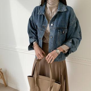 Dolman-sleeve Denim Trucker Jacket