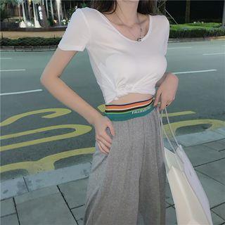 Short-sleeve Plain Twisted T-shirt