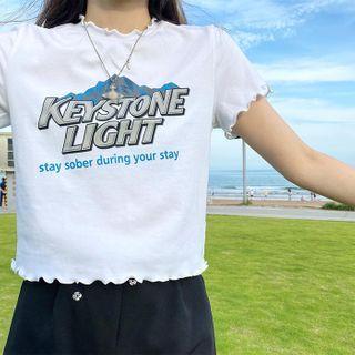 Print Short-sleeve Slim-fit Top