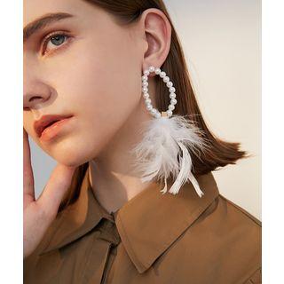 Faux Pearl Fringe Dangle Earring 1 Pair - White - One Size