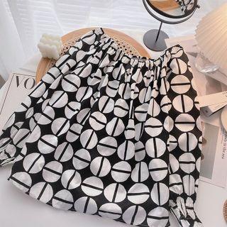 Long-sleeve Off-shoulder Print Top