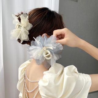 Rhinestone Mesh Flower Hair Claw