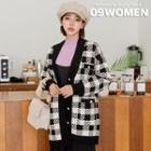 Metal-button Checked Cardigan Black - One Size