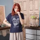 Letter-print Hooded T-shirt