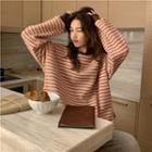 Striped Sweatshirt Stripes - Pink & Brown - One Size