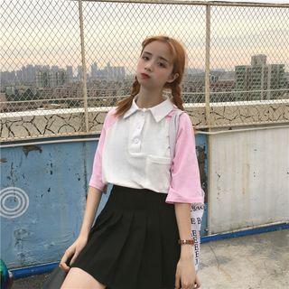 Raglan Elbow-sleeve Polo Shirt