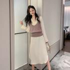 Long-sleeve Midi Dress / Sleeveless Knit Top / Set