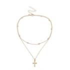 Beaded Cross Double-chain Necklace