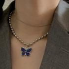 Alloy Butterfly Pendant Necklace Changeable - Butterfly - One Size
