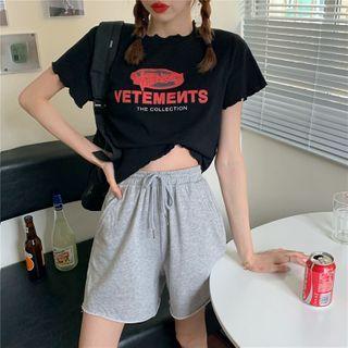 Printed Letter Short-sleeved Top / Shorts