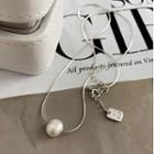Faux Pearl Pendant Sterling Silver Necklace D674 - Silver - One Size