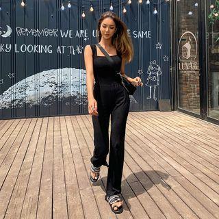 Square-neck Sleeveless Boot-cut Jumpsuit