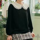 Wide-collar Bishop-sleeve Sweater