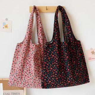 Floral Corduroy Tote Bag