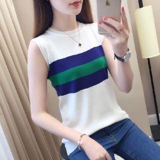 Contrast Color Sleeveless Knit Top