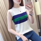 Contrast Color Sleeveless Knit Top